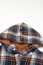 Load image into Gallery viewer, Orange Snap Button Sherpa Lined Hooded Flannel Jacket