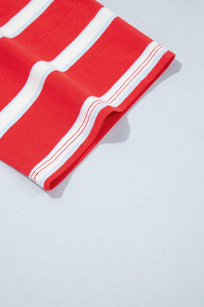 Racing Red Striped Hollowed Back T-shirt