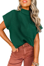 Load image into Gallery viewer, Patch Pocket Ribbed Knit Short Sleeve Sweater
