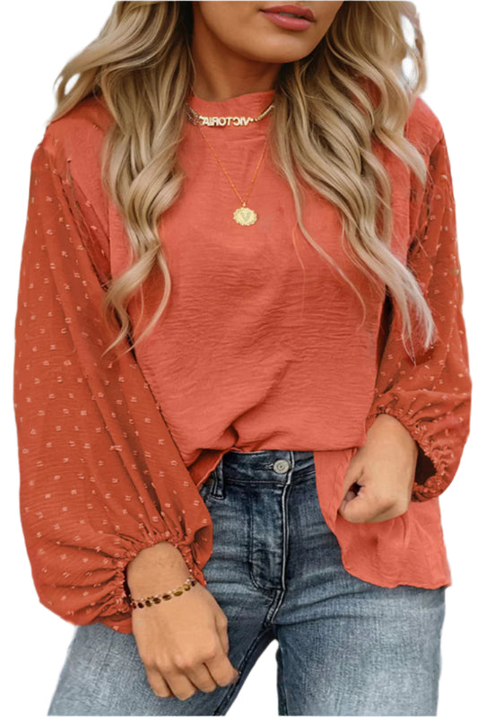Emily Orange Swiss Dot Blouse