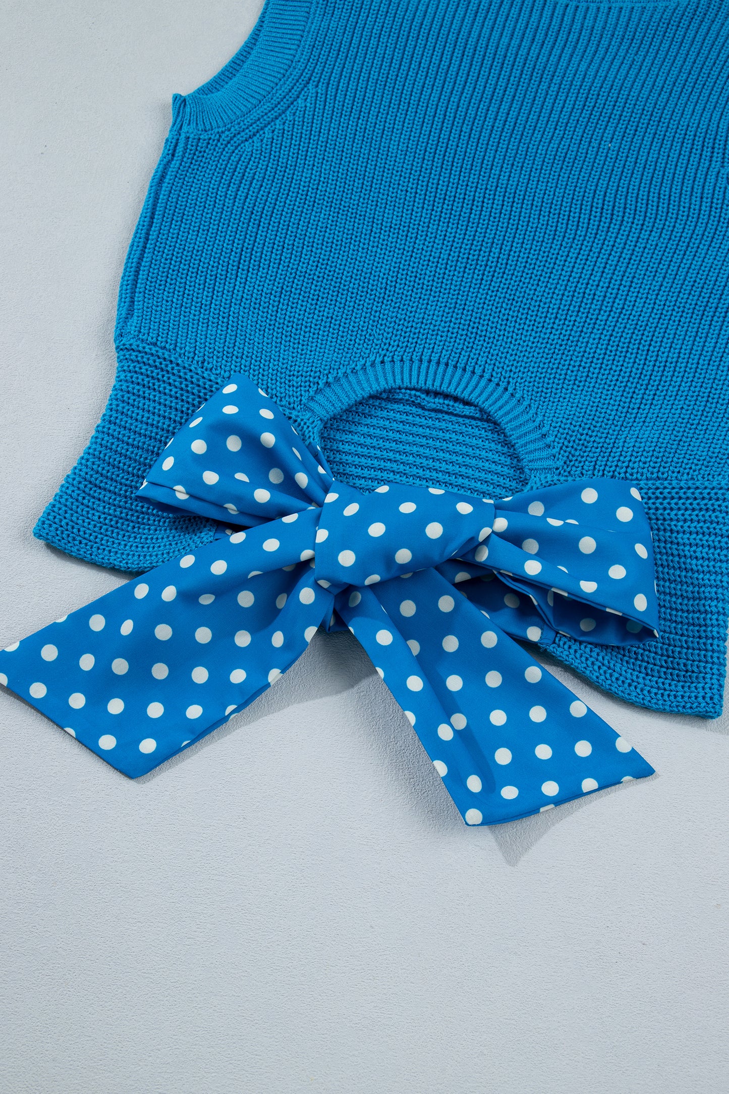Polka Dot Knot Back Cropped Sweater Tank