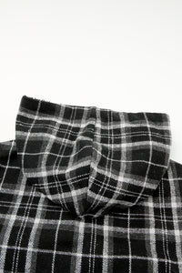Orange Snap Button Sherpa Lined Hooded Flannel Jacket