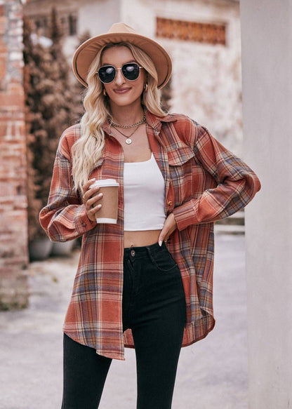 Oversized Plaid Shacket Womens Button Down Shirt Jacket