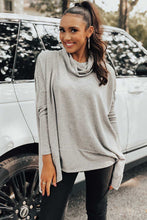 Load image into Gallery viewer, Gray Cowl Neck Loose Fit Tunic Top