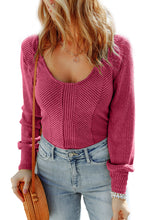 Load image into Gallery viewer, Rose U Neck Textured Long Sleeve Top