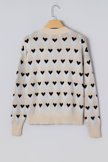 Geometric Heart Print Sweater