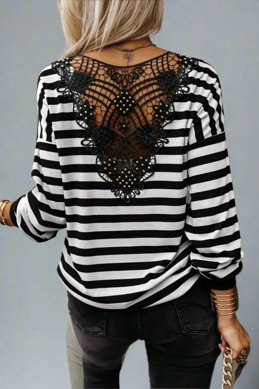 Jade Black Stripe Top