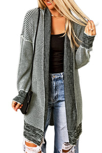 Yellow Knitted Open Front Casual Long Cardigan