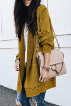 Load image into Gallery viewer, Yellow Knitted Open Front Casual Long Cardigan