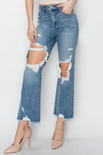 Load image into Gallery viewer, RISEN High Rise Distressed Crop Straight Jeans