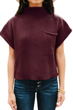 Load image into Gallery viewer, Patch Pocket Ribbed Knit Short Sleeve Sweater