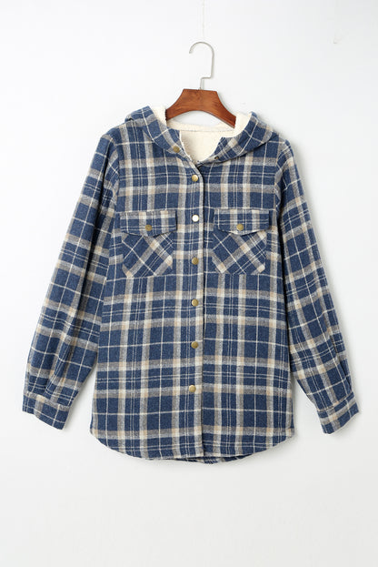 Orange Snap Button Sherpa Lined Hooded Flanne
