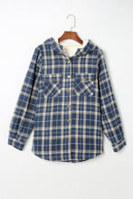 Load image into Gallery viewer, Orange Snap Button Sherpa Lined Hooded Flannel Jacket