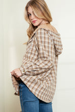 Load image into Gallery viewer, Orange Snap Button Sherpa Lined Hooded Flannel Jacket