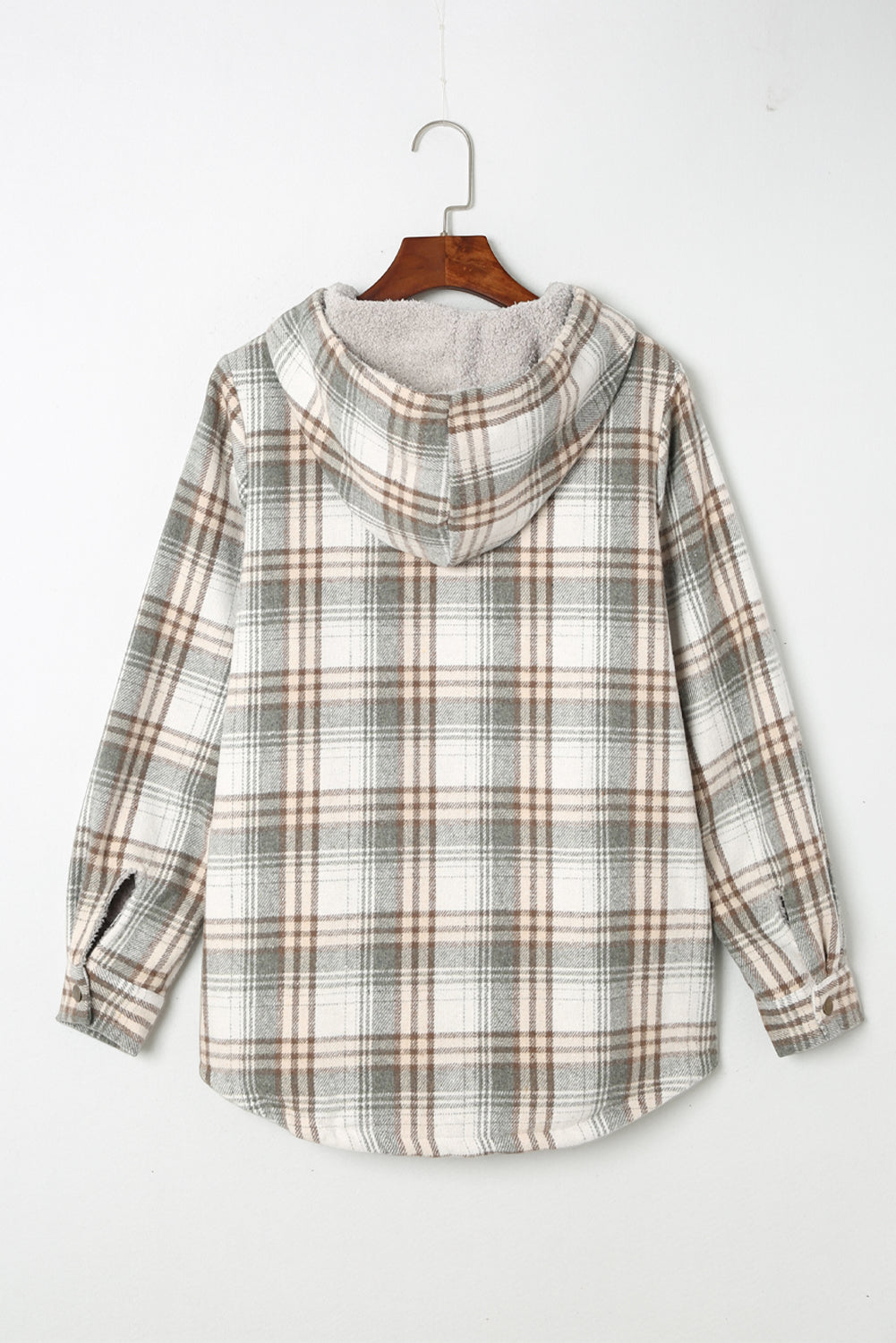 Orange Snap Button Sherpa Lined Hooded Flanne