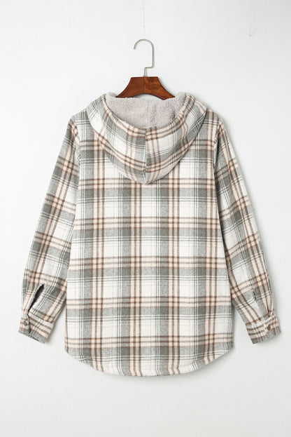 Orange Snap Button Sherpa Lined Hooded Flanne