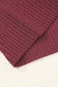 Patch Pocket Ribbed Knit Short Sleeve Sweater