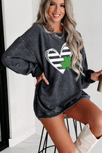 Load image into Gallery viewer, Gray St Patricks Day Heart &amp; Clover Graphic Corded Sweatshirt