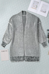 Yellow Knitted Open Front Casual Long Cardigan