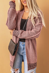 Yellow Knitted Open Front Casual Long Cardigan