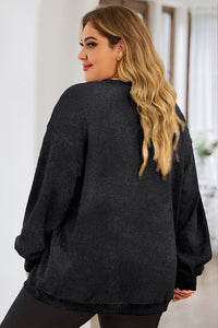 Black Chenille LUCKY Patch Plus Size Corded Graphic Sweatshirt