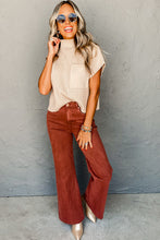 Load image into Gallery viewer, Patch Pocket Ribbed Knit Short Sleeve Sweater