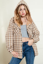 Load image into Gallery viewer, Orange Snap Button Sherpa Lined Hooded Flannel Jacket
