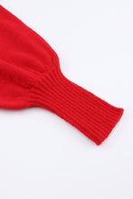 Load image into Gallery viewer, Red Merry Letter Embroidered High Neck Sweater