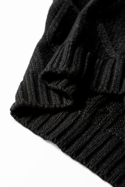 Bailey Black Cable Knit Colorblock Satin Bowknot
