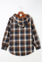 Load image into Gallery viewer, Orange Snap Button Sherpa Lined Hooded Flannel Jacket