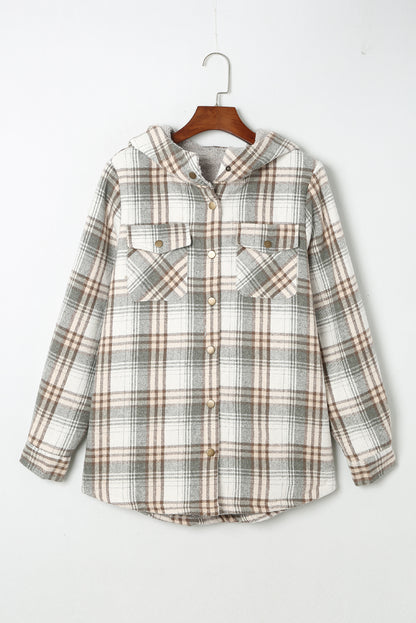 Orange Snap Button Sherpa Lined Hooded Flanne