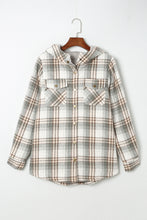 Load image into Gallery viewer, Orange Snap Button Sherpa Lined Hooded Flannel Jacket