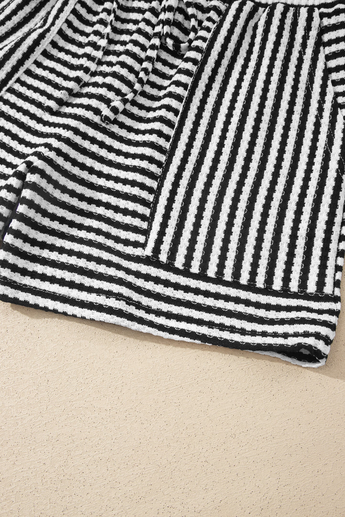 Brown Stripe Knit Short 2pcs Set