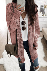 Yellow Knitted Open Front Casual Long Cardigan