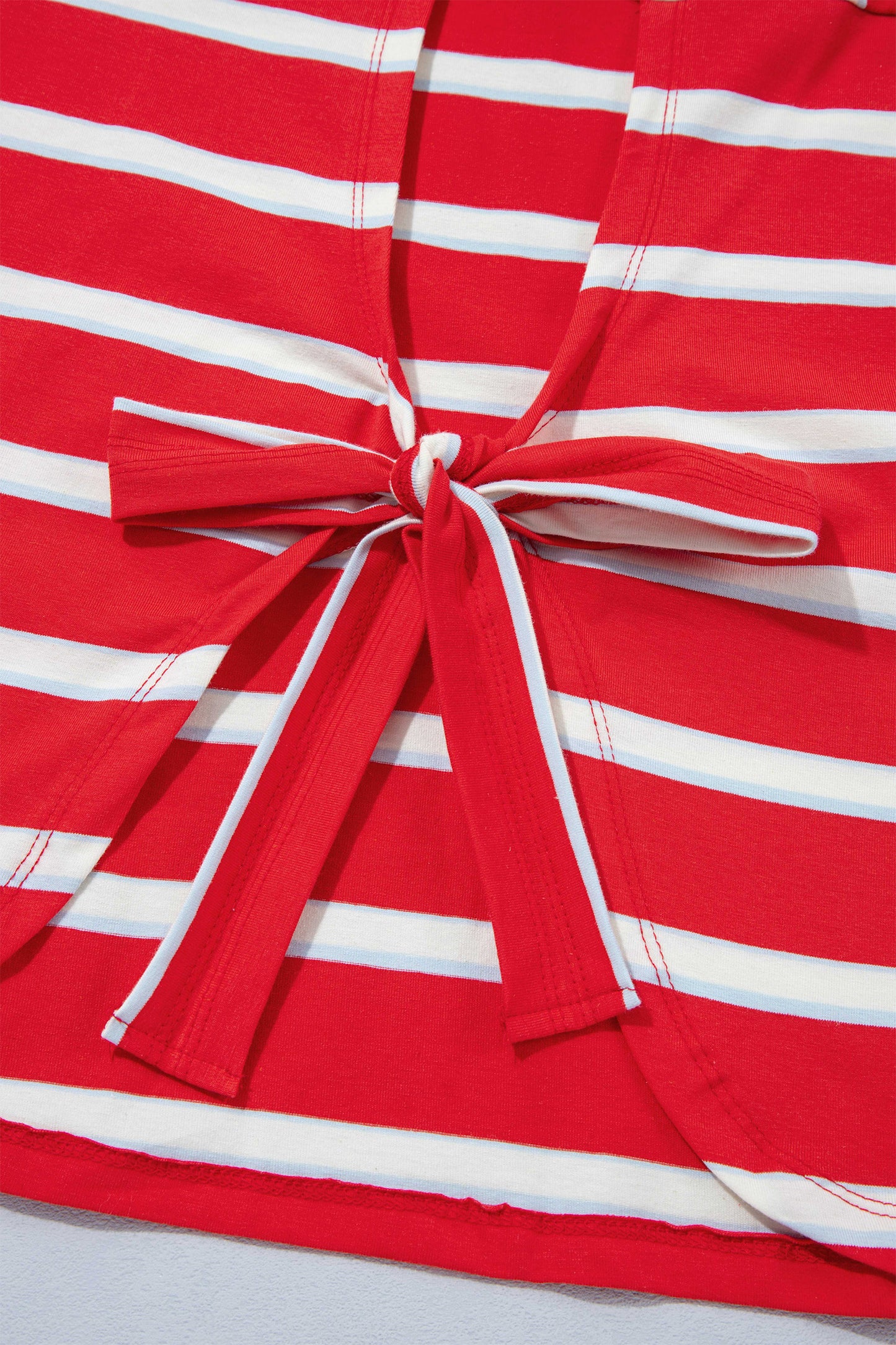 Racing Red Striped Hollowed Back T-shirt