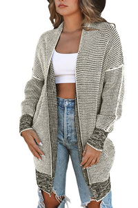 Yellow Knitted Open Front Casual Long Cardigan