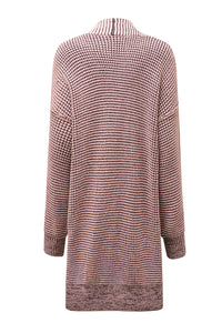 Yellow Knitted Open Front Casual Long Cardigan