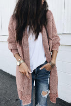 Load image into Gallery viewer, Yellow Knitted Open Front Casual Long Cardigan