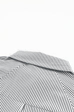 Load image into Gallery viewer, Black Striped Casual Shirred Cuffs Shirt