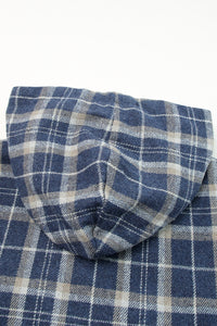 Orange Snap Button Sherpa Lined Hooded Flannel Jacket