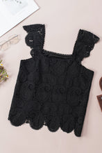 Load image into Gallery viewer, Lace Crochet Ruffled Square Neck Tank Top