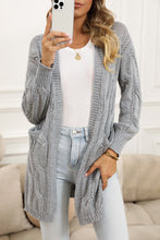 Load image into Gallery viewer, Red Ribbed Trim Hollow Knit Side Slits Cardigan