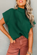 Load image into Gallery viewer, Patch Pocket Ribbed Knit Short Sleeve Sweater
