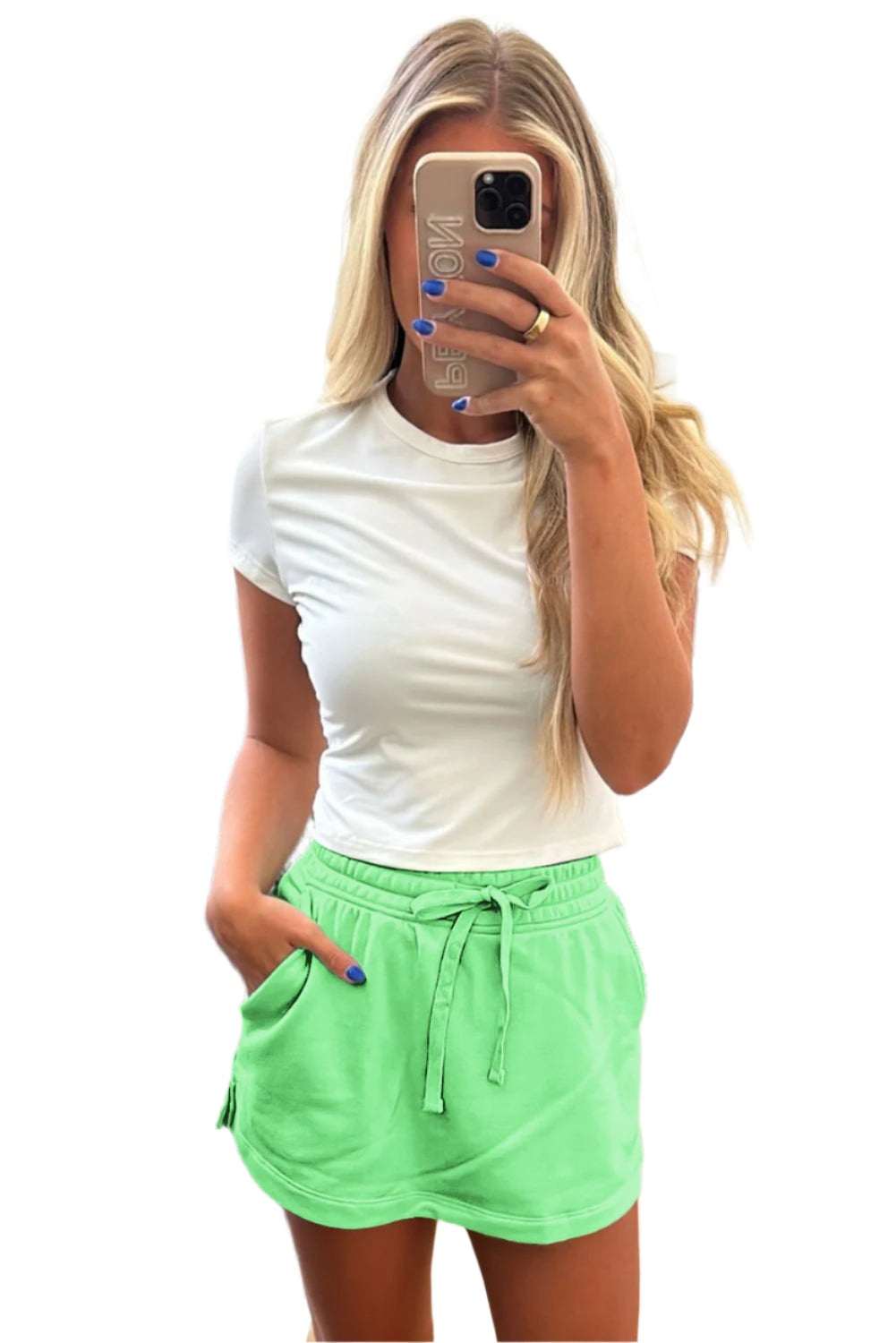 Kimber-Light Green French Terry Drawstring Skort