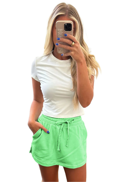 Kimber-Light Green French Terry Drawstring Skort