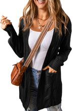 Load image into Gallery viewer, Red Ribbed Trim Hollow Knit Side Slits Cardigan