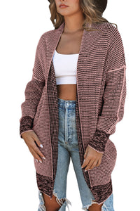 Yellow Knitted Open Front Casual Long Cardigan