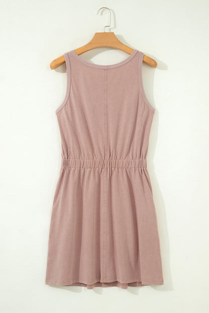 Smoke Gray Mineral Wash Mini Dress