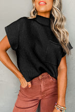 Load image into Gallery viewer, Patch Pocket Ribbed Knit Short Sleeve Sweater