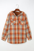 Load image into Gallery viewer, Orange Snap Button Sherpa Lined Hooded Flannel Jacket